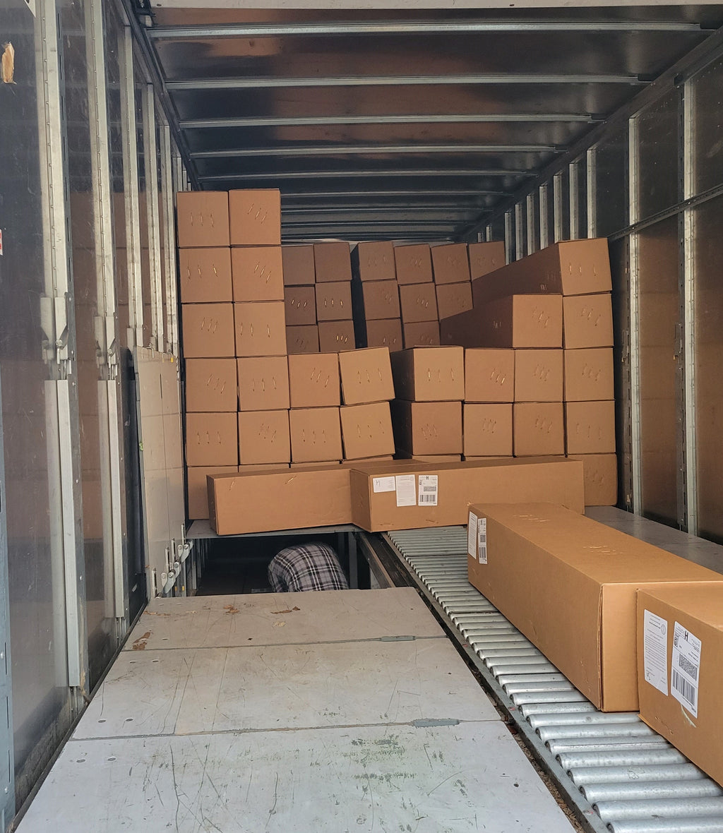 UPS trailer being loaded for delivery