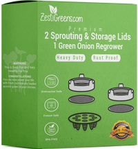 Sprouting Lids & Green Onion Regrower for Wide Mouth Mason Jars. Sprouts Growing Kit for Bean Sprouts, Broccoli Organic Sprouts