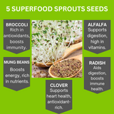 Organic 5 Variety Pack of Fresh Sprouting Seeds